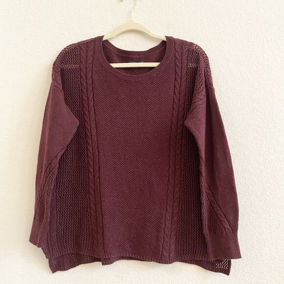 American Eagle Womens Size M Burgundy Maroon Long Sleeve Pullover Knit Sweater - Picture 6 of 9